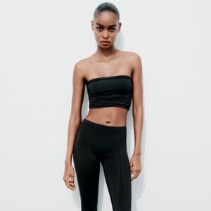 Zara RUCHED POLYAMIDE CROP TOP small